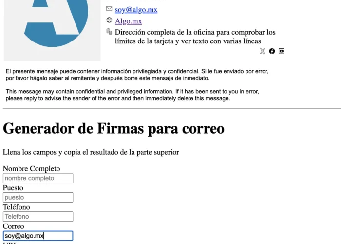 Generador de Firmas para GMAIL sencillo con Javascript